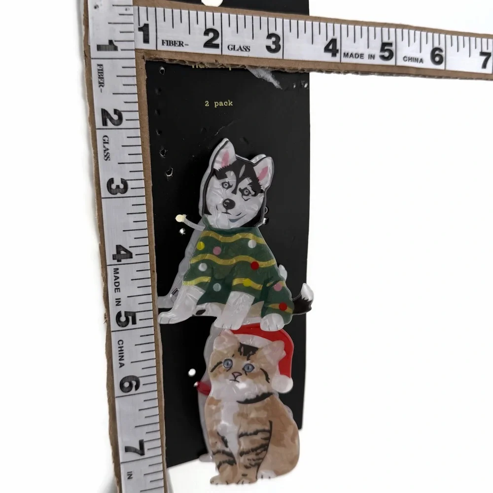 art class Festive Dog Cat Hair Claw Clips Set of 2